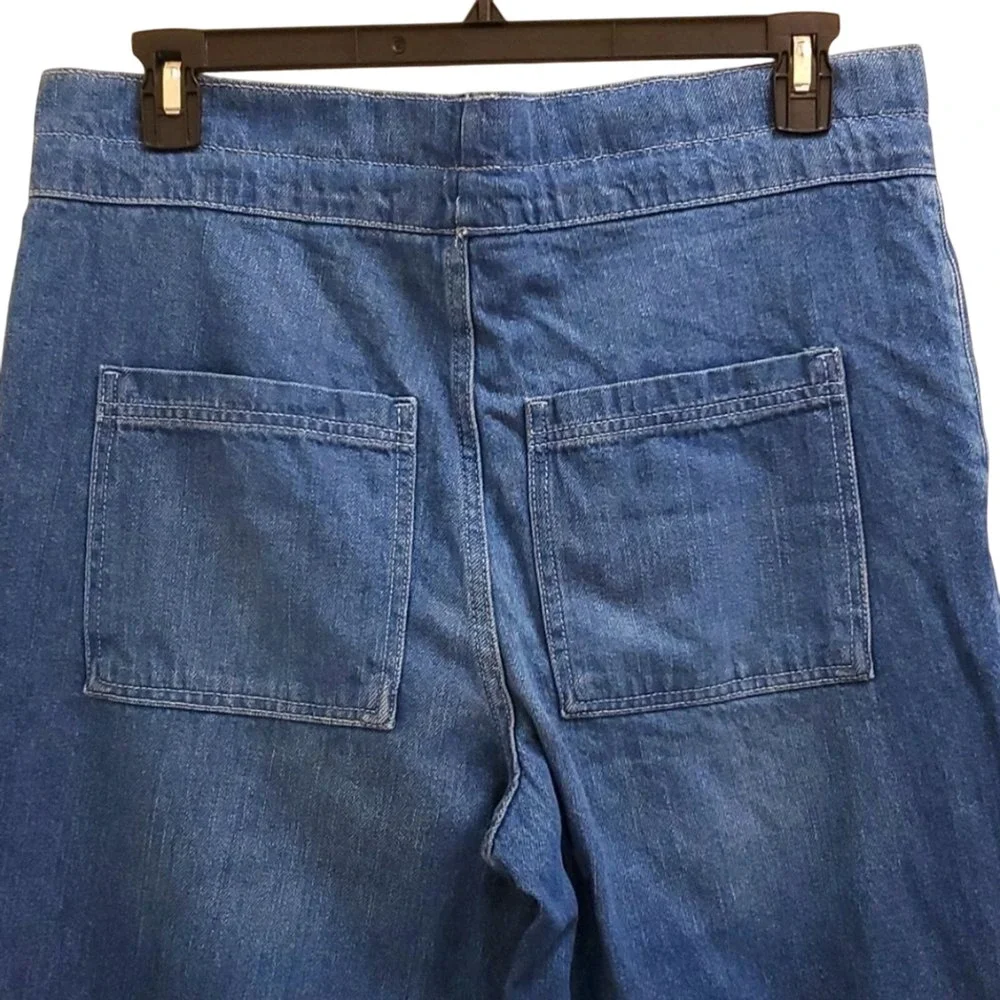 Universal Thread Denim Wide Leg  Pants Drawstring Waist Casual Blue Jeans - Picture 4 of 6